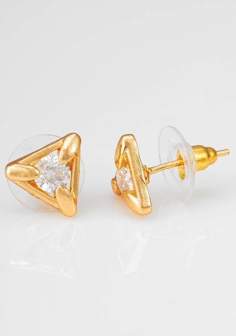 White Gold Plating Ad Earrings - Indya