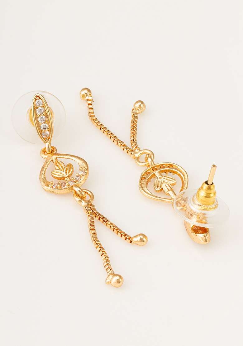 White Gold Plating Ad Earrings - Indya