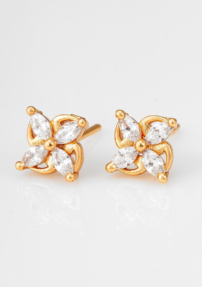 White Gold Plating Ad Earrings