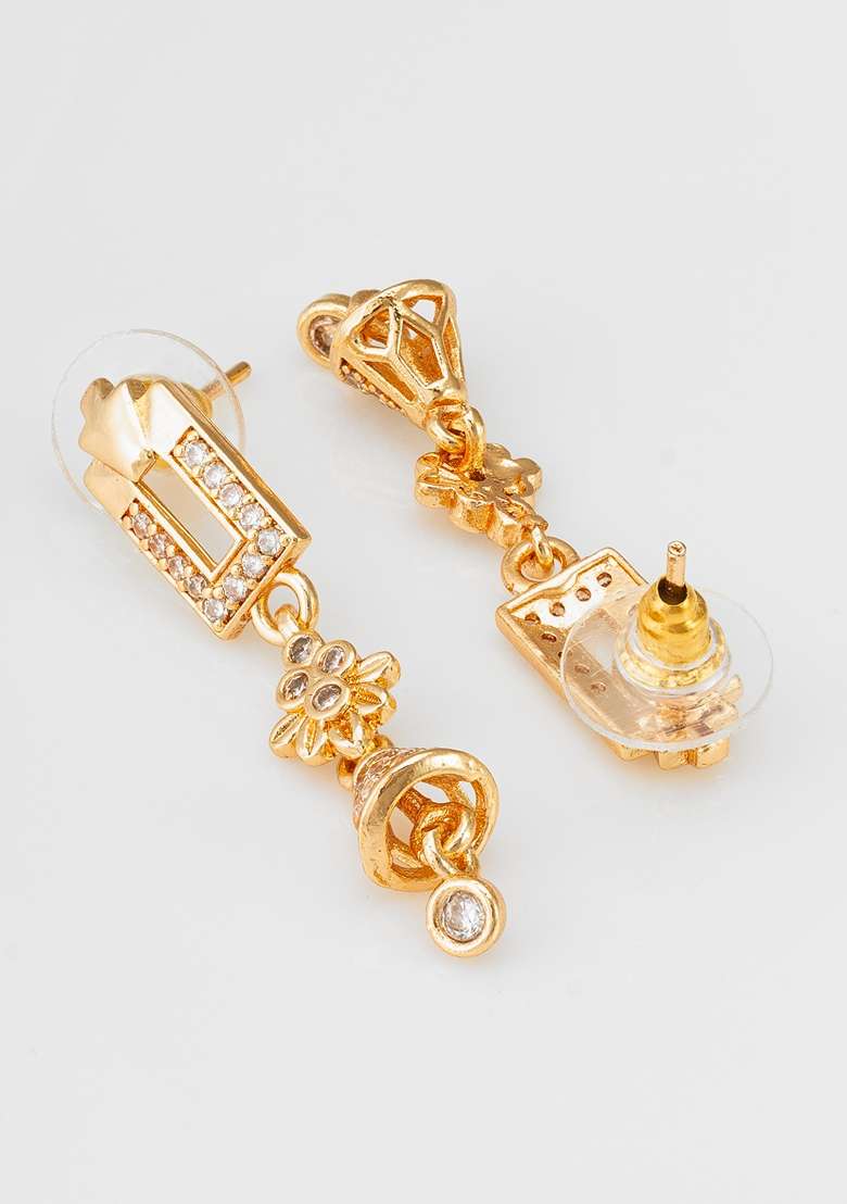 White Gold Plating Ad Earrings - Indya