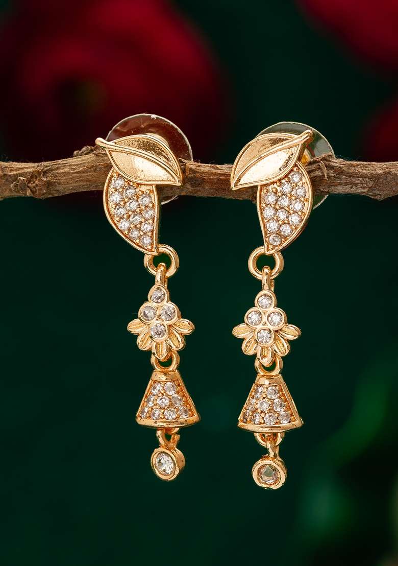 White Gold Plating Ad Earrings - Indya