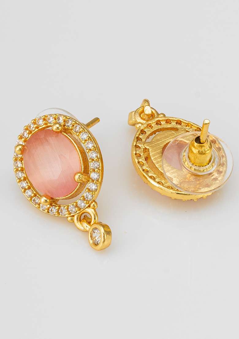 Pink Gold Plating Ad Earrings - Indya