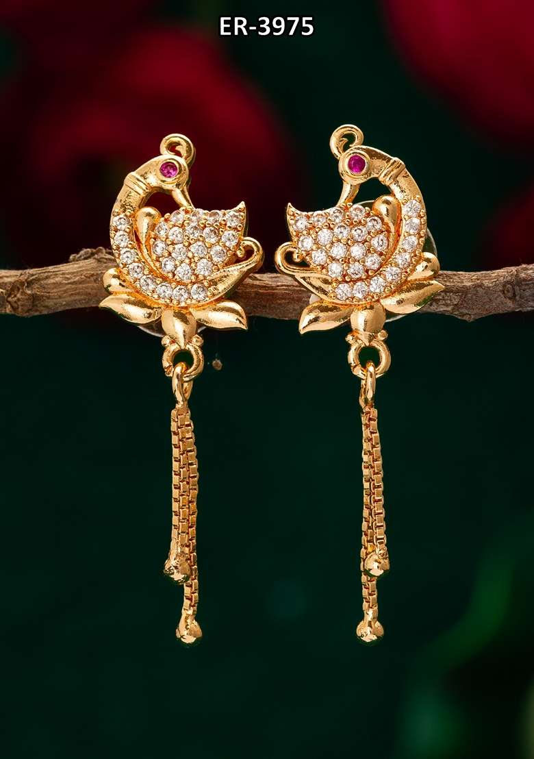 White Gold Plating Ad Earrings - Indya