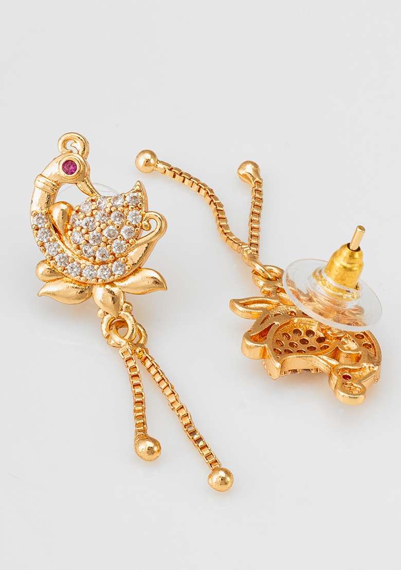 White Gold Plating Ad Earrings - Indya