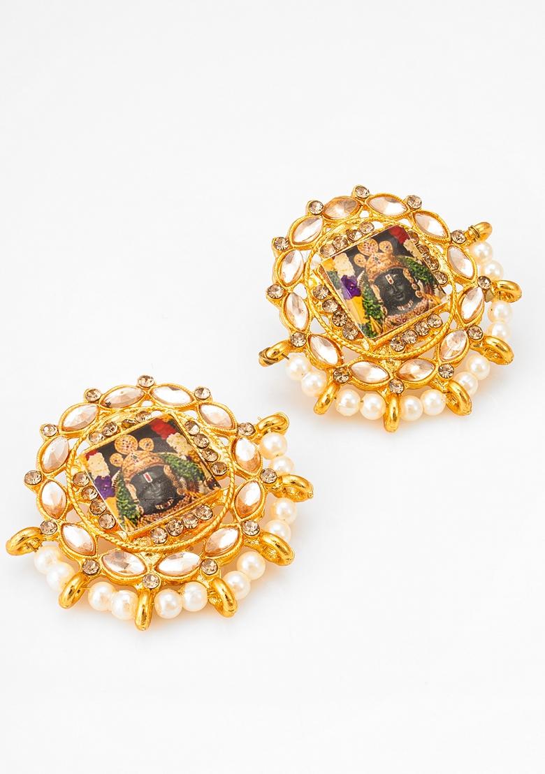 Multicolor Gold Plating Artificial Stones Pearls Earrings