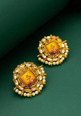 Multicolor Gold Plating Artificial Stones Pearls Earrings