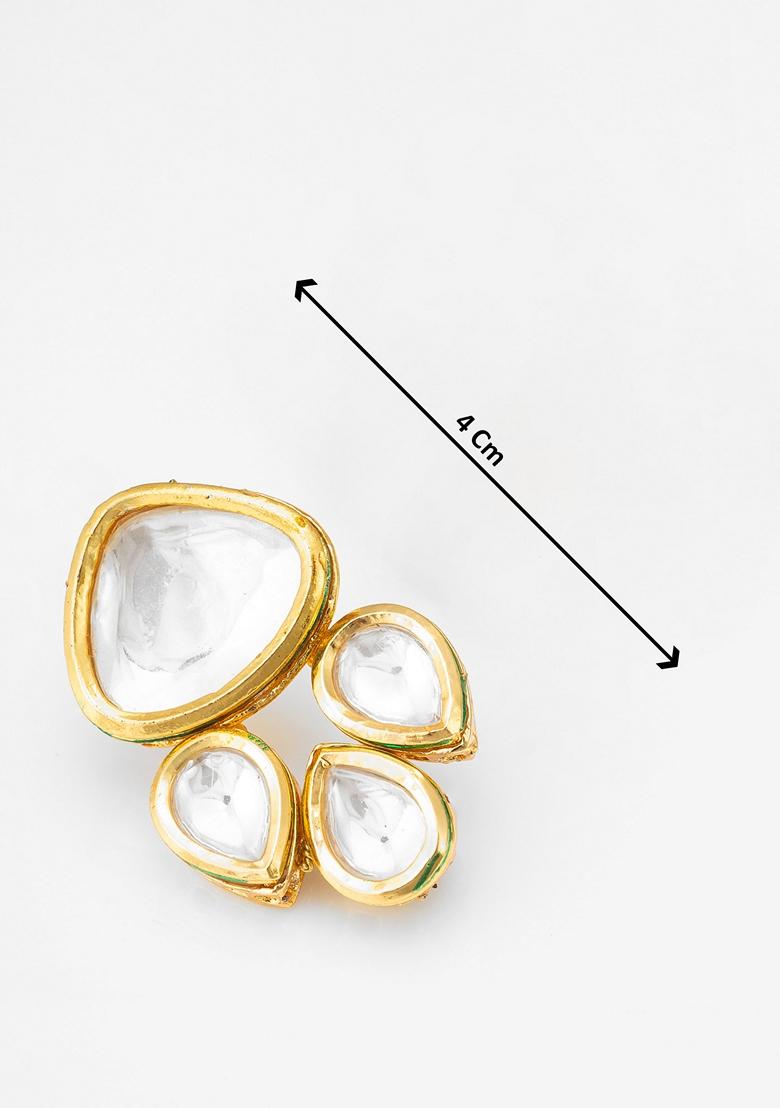 White Gold Plating Kundan Pearl Earrings