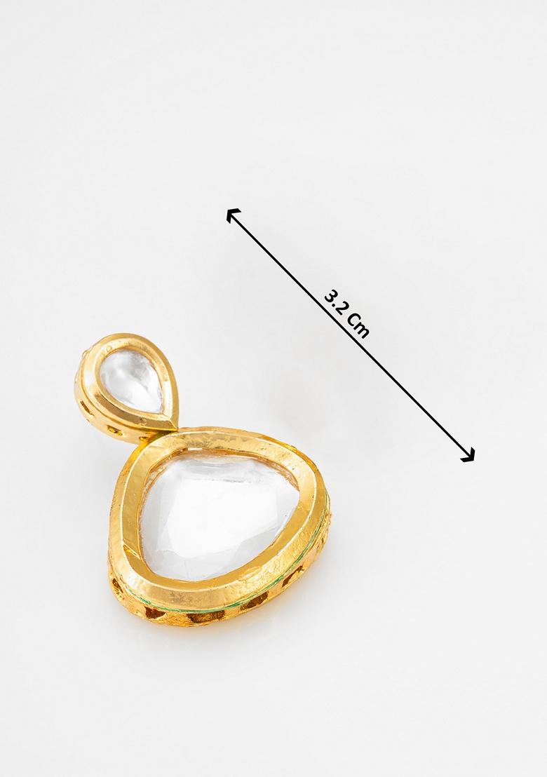 White Gold Plating Kundan Pearl Earrings