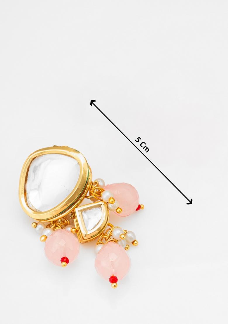 White Gold Plating Kundan Pearl Earrings