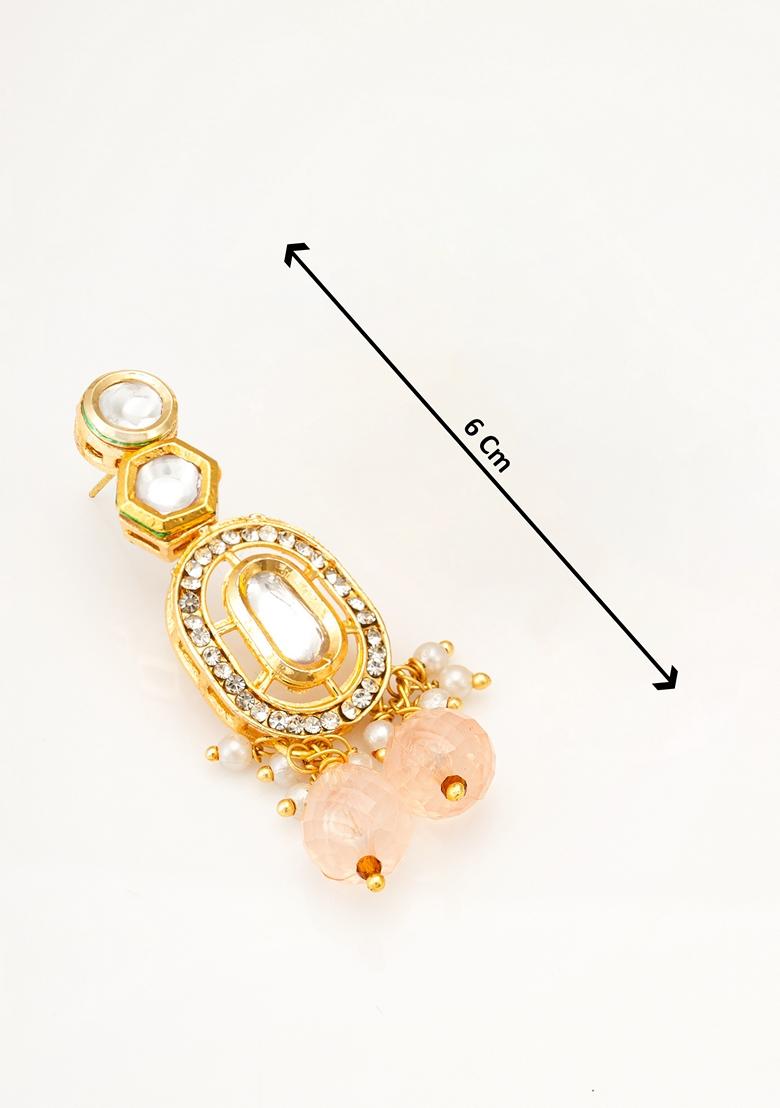 White Gold Plating Kundan Pearl Earrings