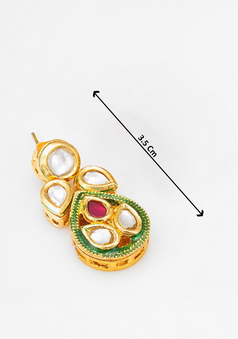 Multicolor Gold Plating Kundan Pearl Earrings