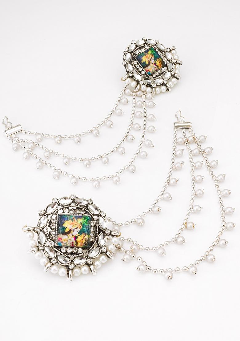 Multicolor Gold Plating Kundan Pearl Earrings