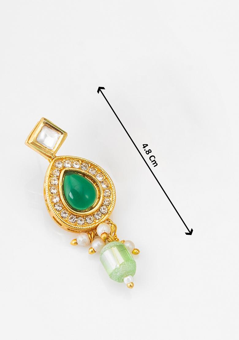 Green Gold Plating Artificial Beads Earrings