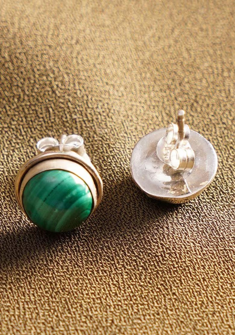 Green Beads 925 Sterling Silver Earrings