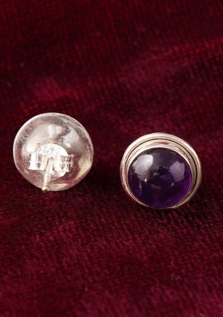 Purple Stone 925 Sterling Silver Earrings
