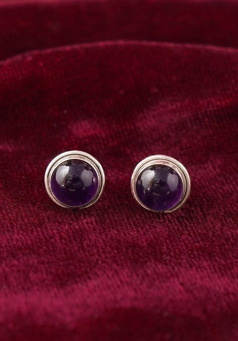 Purple Stone 925 Sterling Silver Earrings