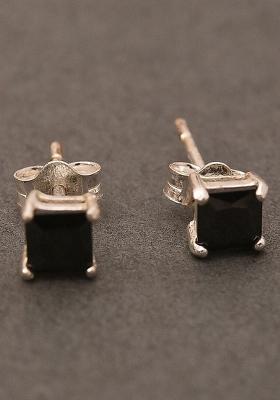 Black Stone 925 Sterling Silver Earrings