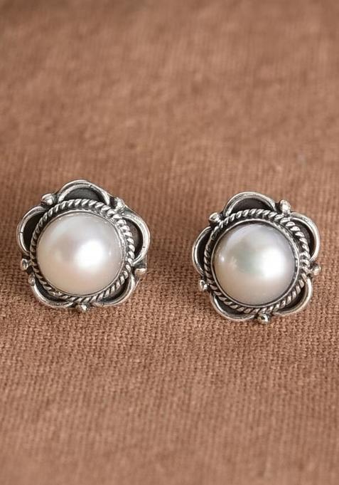 White Stone 925 Sterling Silver Earrings