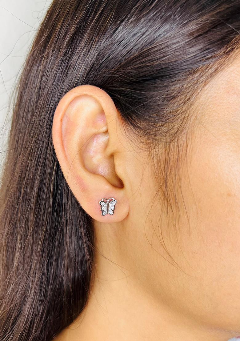 Maroon Stone 925 Sterling Silver Earrings