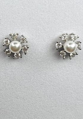 White Stone 925 Sterling Silver Earrings