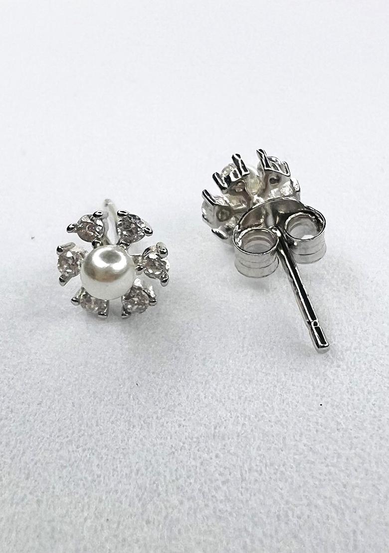 White Stone 925 Sterling Silver Earrings