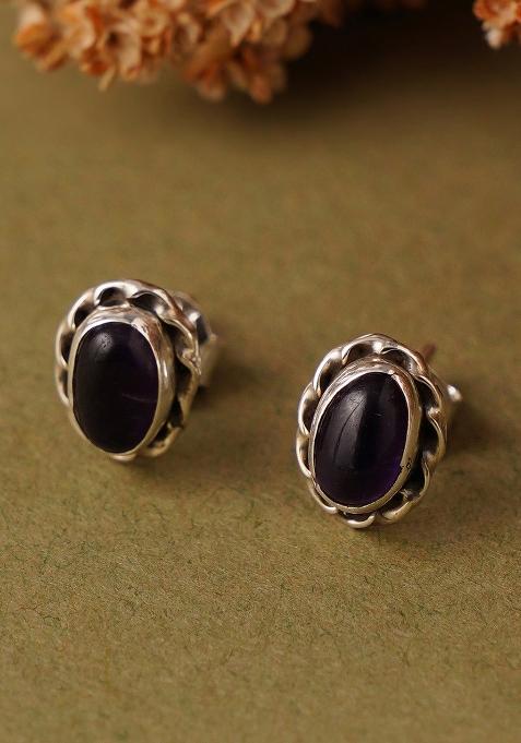 Purple Stone 925 Sterling Silver Earrings