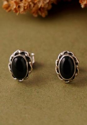 Black Stone 925 Sterling Silver Earrings