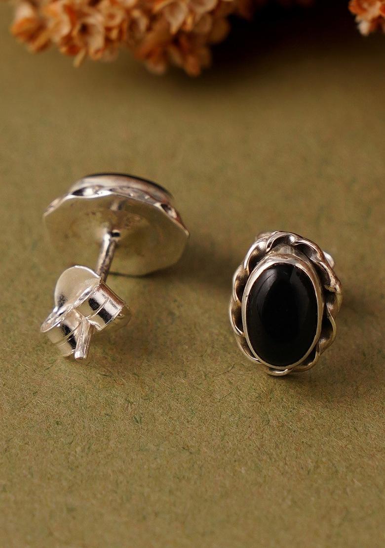 Black Stone 925 Sterling Silver Earrings