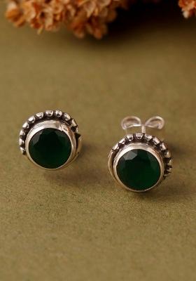 Green Stone 925 Sterling Silver Earrings