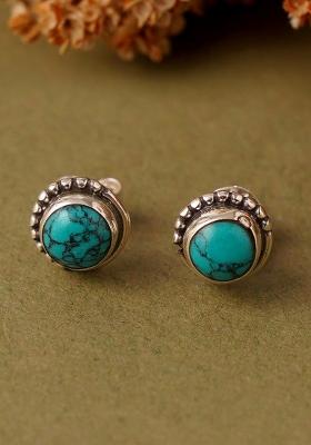 Turquoise Blue Stone 925 Sterling Silver Earrings