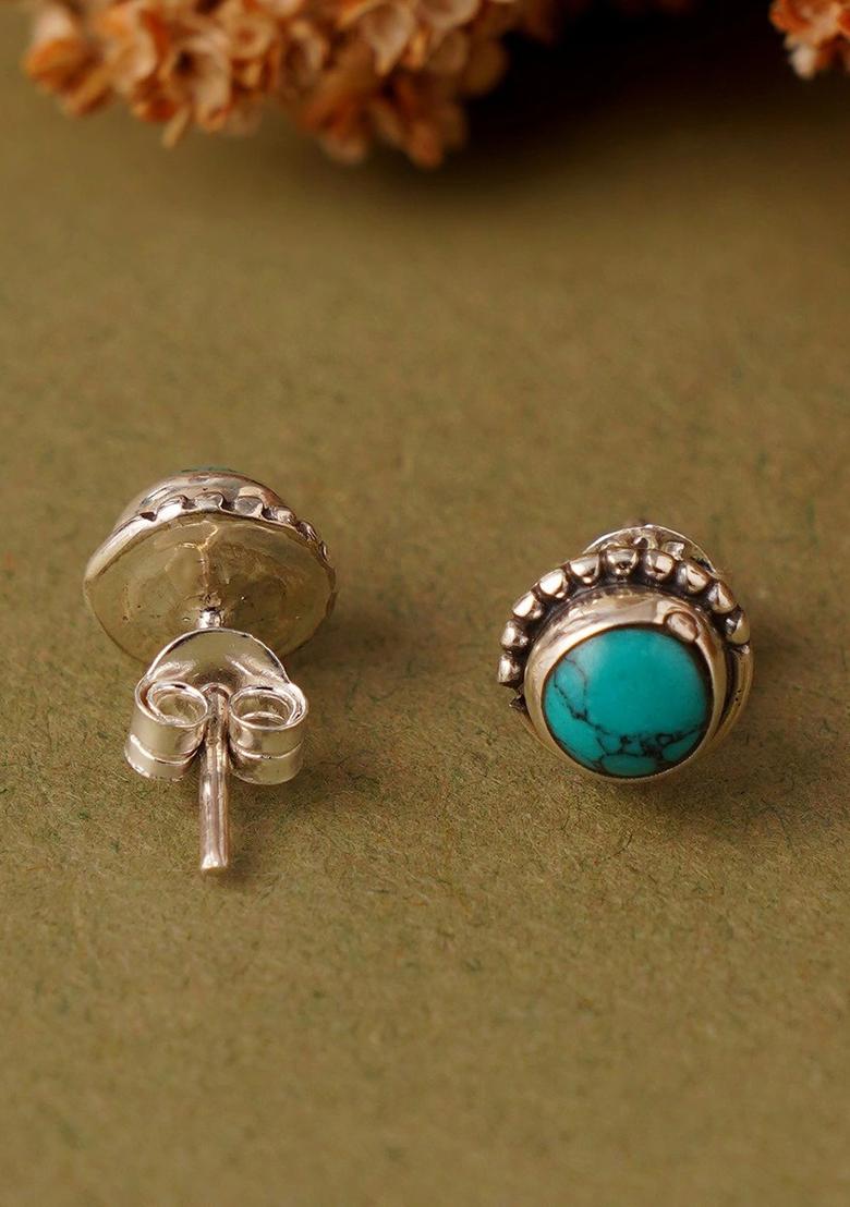 Turquoise Blue Stone 925 Sterling Silver Earrings