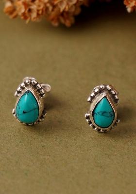 Turquoise Blue Stone 925 Sterling Silver Earrings