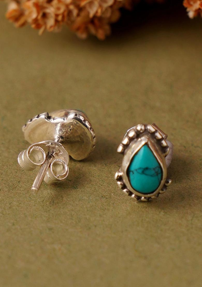 Turquoise Blue Stone 925 Sterling Silver Earrings