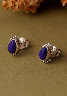 Indigo Blue Pearl 925 Sterling Silver Earrings