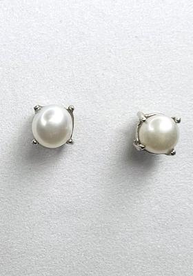 White Beads 925 Sterling Silver Earrings