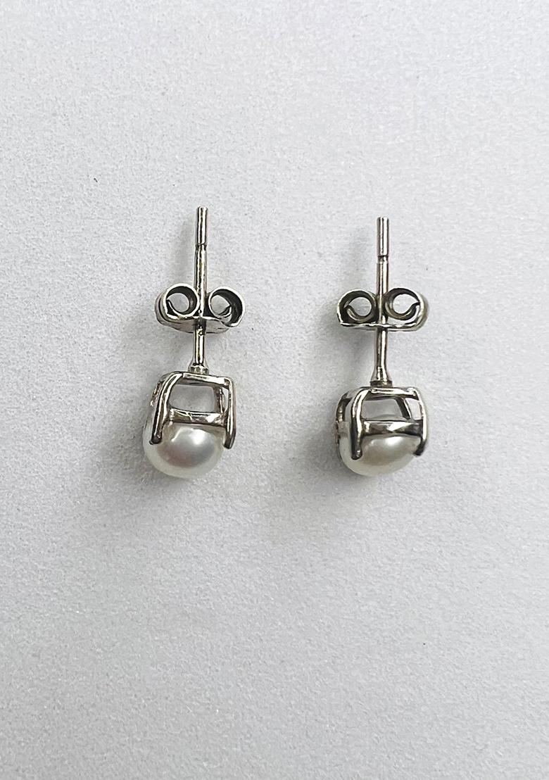 White Beads 925 Sterling Silver Earrings