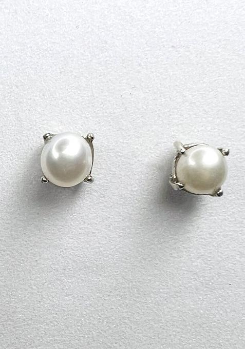 White Beads 925 Sterling Silver Earrings