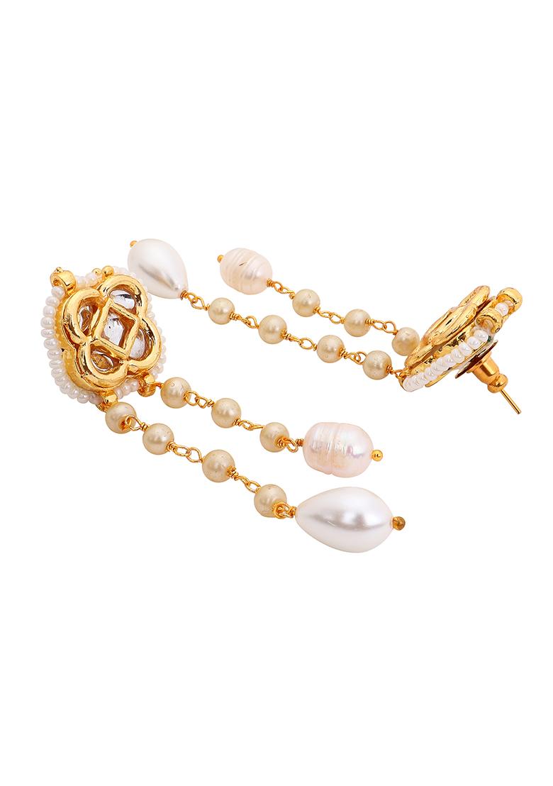 Gold Plated Charmed Pearl Earrings