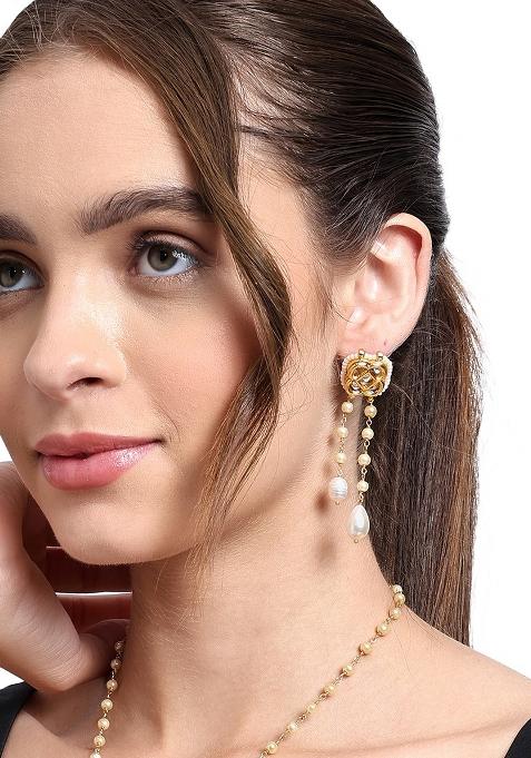 Gold Plated Charmed Pearl Earrings