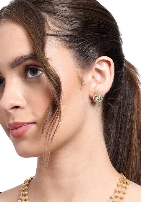 Gold Plated Round Ad Earrings