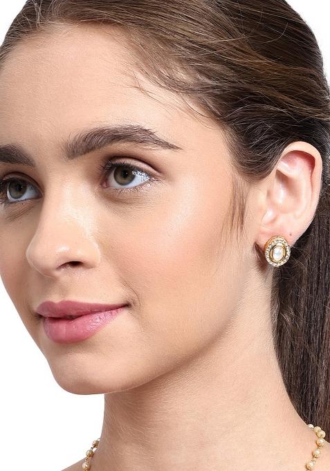 Gold Plated Oval Ad Earrings