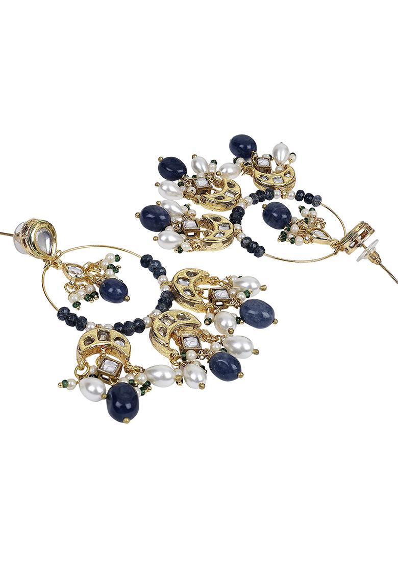 Deep Blue Chandbali Earringss