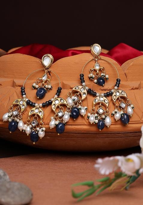 Deep Blue Chandbali Earringss