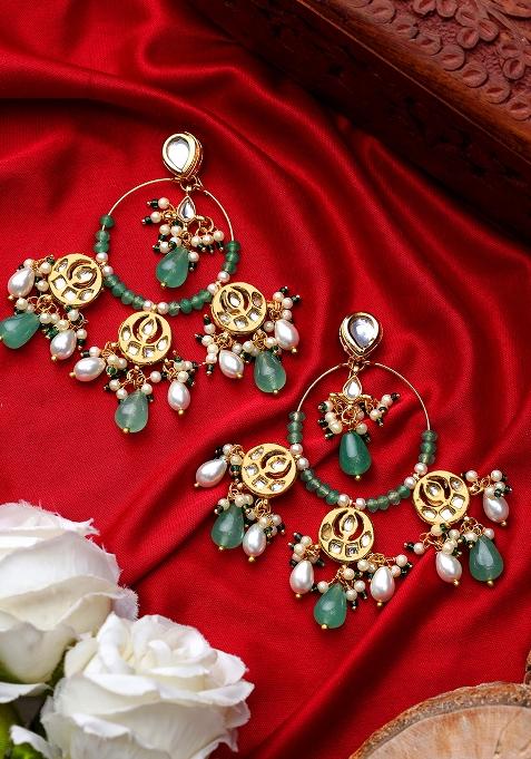 Mint Green Chandbali Earringss