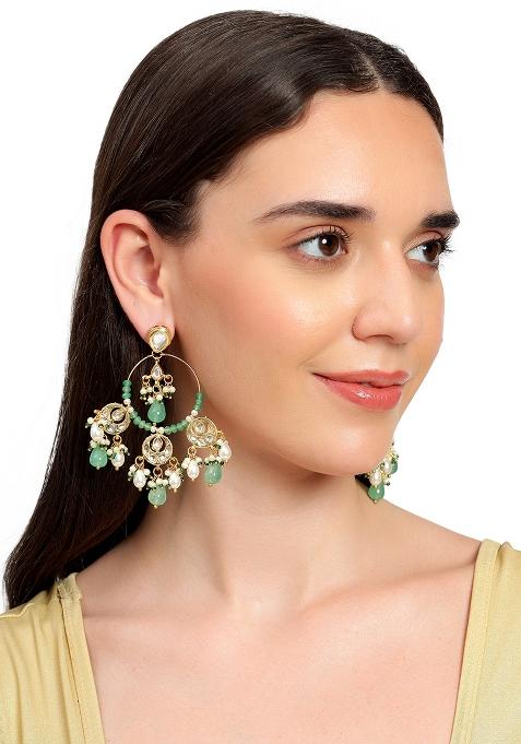 Mint Green Chandbali Earringss