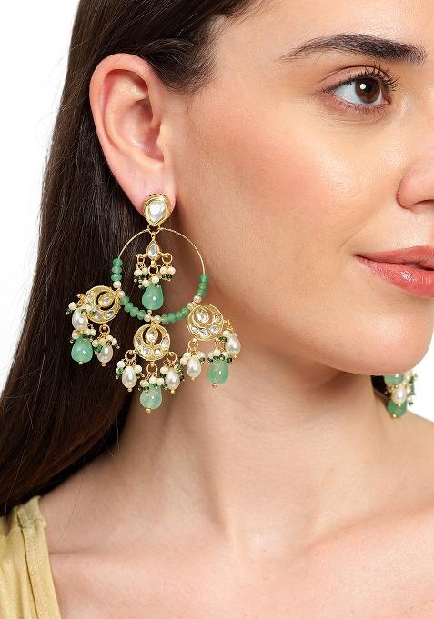 Mint Green Chandbali Earringss
