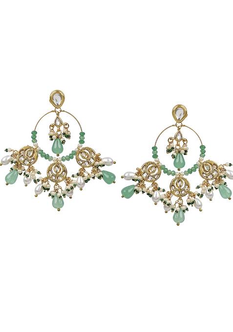 Mint Green Chandbali Earringss