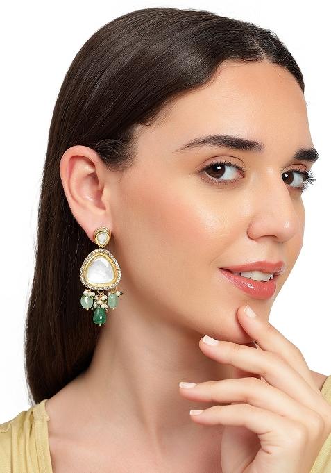 Polki Drop Earrings Green