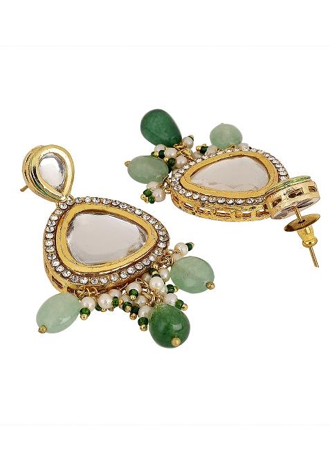 Polki Drop Earrings Green