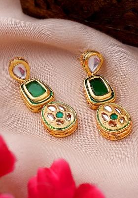 22Kt Gold Plated Emerald Elegance Earrings